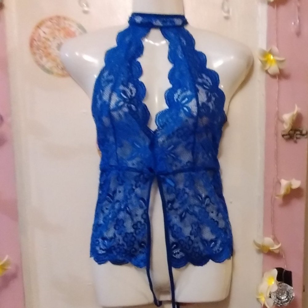 Klier (S) Floral Lace Crotchless Teddy Lingerie Bodysuit
